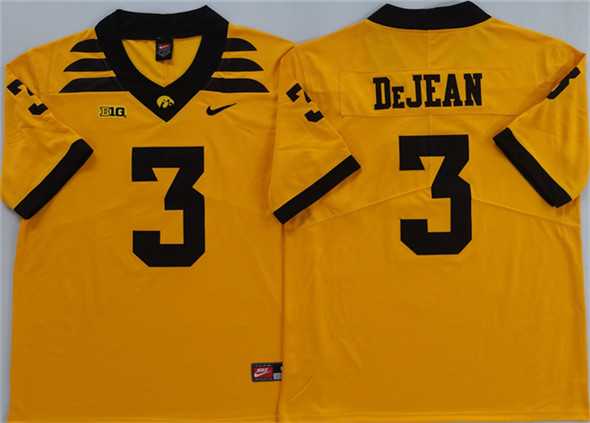 Men%27s Iowa Hawkeyes #3 Cooper DeJean Yellow 2025 Stitched Jersey